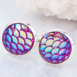 🌸 3 for $20 Mermaid Scale Studs { Fuchsia }
